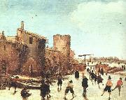 Skaters on the Moat by the Walls Esaias Van de Velde